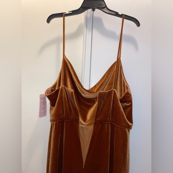 NWT After Six Cowl Neck Velvet Maxi Dress Gown Golden Almond Size 14 - Picture 9 of 14